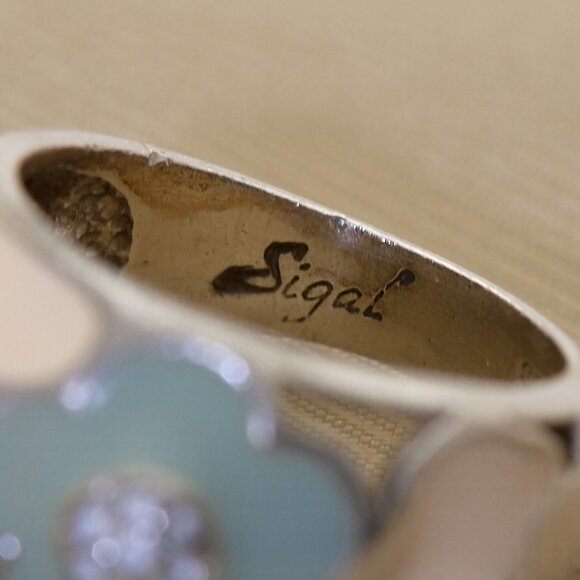 Sterling Silver Flower Ring with Enamel & CZ Stamped 925, Size 5, Floral Jewelry - Picture 9 of 9